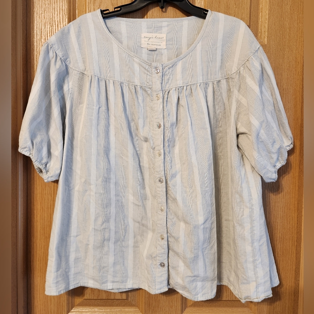 Evy's Tree The Beatrice Women's Plus Size 2x Light gray and white stripes